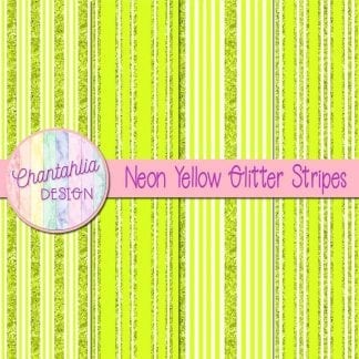 Free neon yellow digital papers with glitter stripes designs