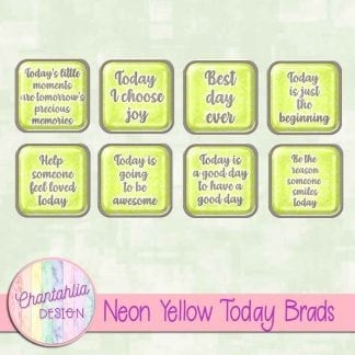 Free neon yellow brads in a motivational today theme.