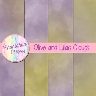 Free olive and lilac clouds digital papers