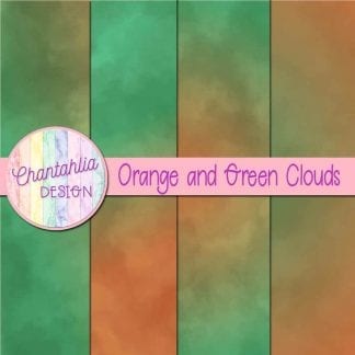 Free orange and green clouds digital papers