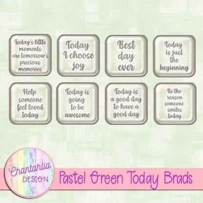 Free pastel green brads in a motivational today theme.