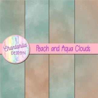 Free peach and aqua clouds digital papers