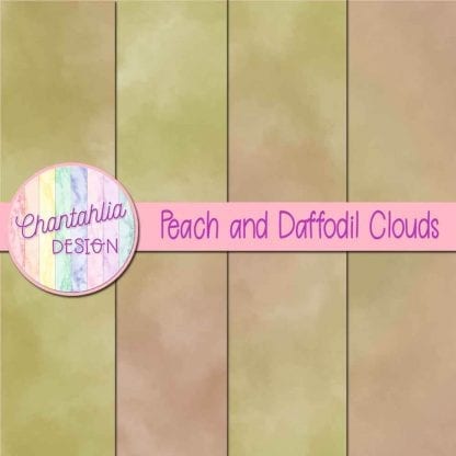 Free peach and daffodil clouds digital papers