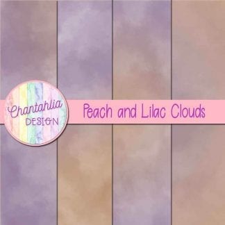 Free peach and lilac clouds digital papers