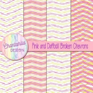 Free pink and daffodil broken chevrons digital papers