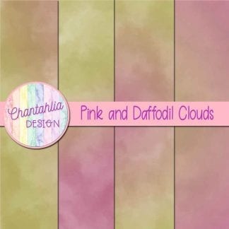 Free pink and daffodil clouds digital papers