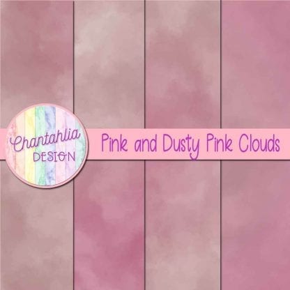 Free pink and dusty pink clouds digital papers