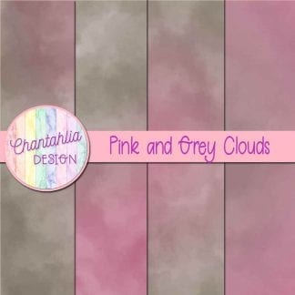 Free pink and grey clouds digital papers