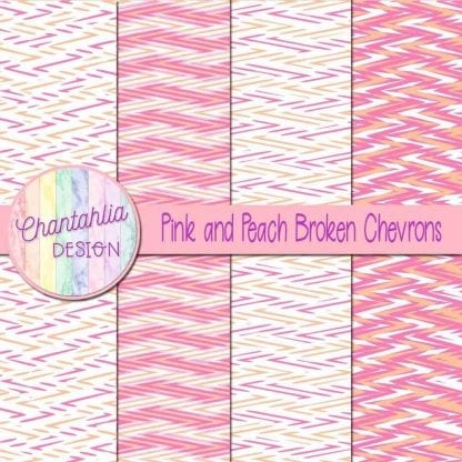Free pink and peach broken chevrons digital papers