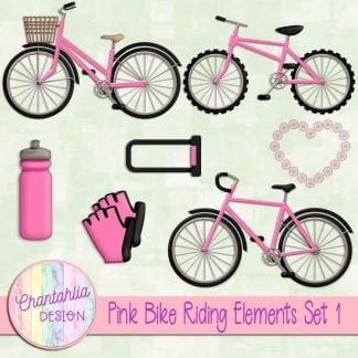 Free pink design elements in a Bike Riding theme.