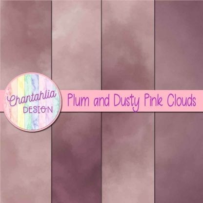 Free plum and dusty pink clouds digital papers