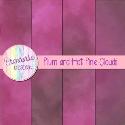 Free plum and hot pink clouds digital papers