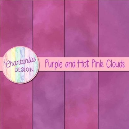 Free purple and hot pink clouds digital papers