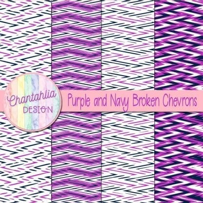 Free purple and navy broken chevrons digital papers