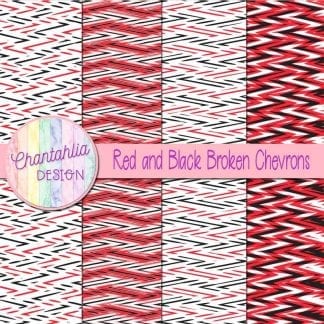 Free red and black broken chevrons digital papers