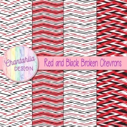 Free red and black broken chevrons digital papers