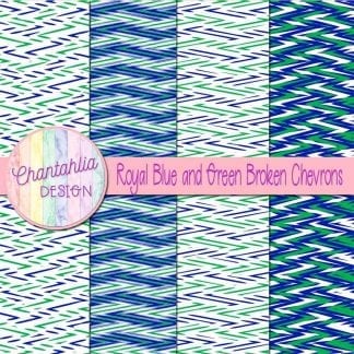 Free royal blue and green broken chevrons digital papers