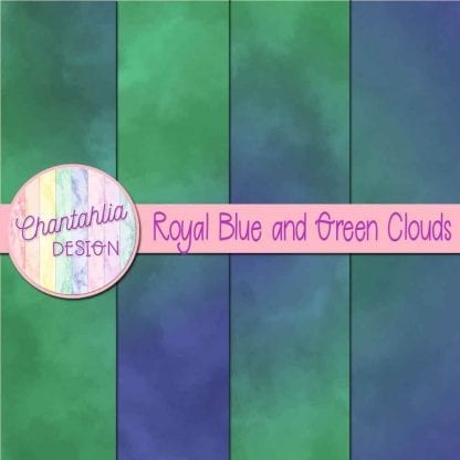 Free royal blue and green clouds digital papers