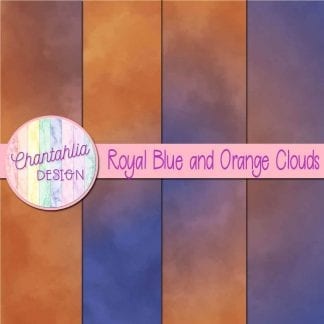 Free royal blue and orange clouds digital papers
