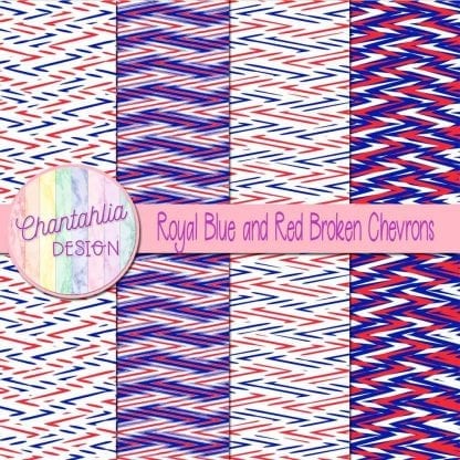 Free royal blue and red broken chevrons digital papers