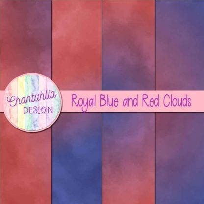 Free royal blue and red clouds digital papers