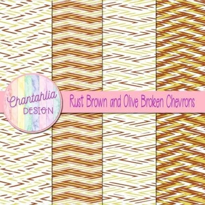 Free rust brown and olive broken chevrons digital papers
