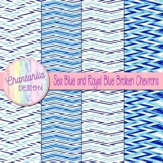Free sea blue and royal blue broken chevrons digital papers