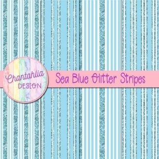 Free sea blue digital papers with glitter stripes designs