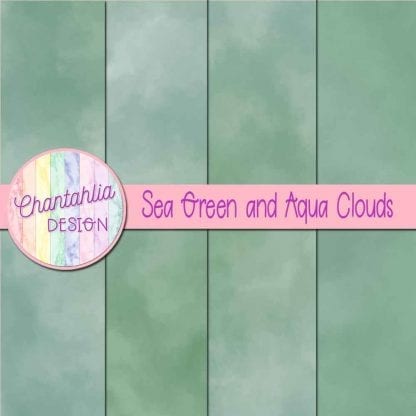 Free sea green and aqua clouds digital papers
