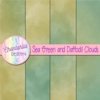 Free sea green and daffodil clouds digital papers