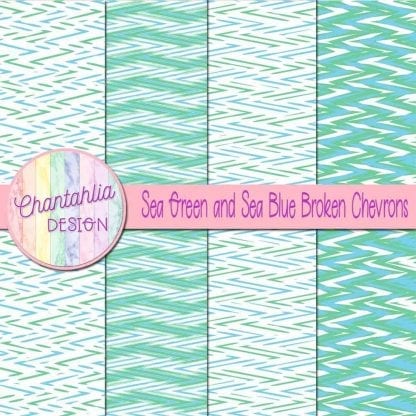 Free sea green and sea blue broken chevrons digital papers