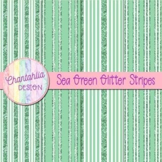 Free sea green digital papers with glitter stripes designs