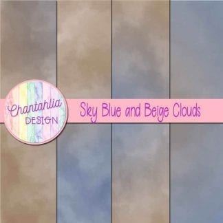 Free sky blue and beige clouds digital papers