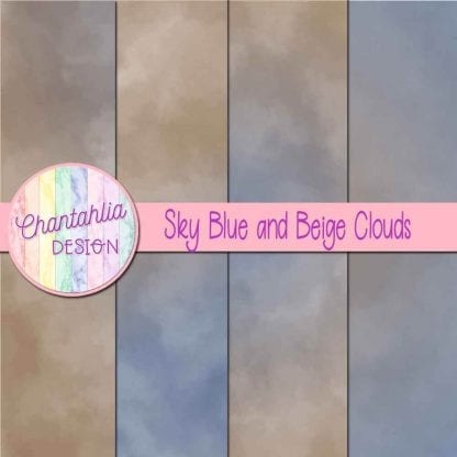 Free sky blue and beige clouds digital papers