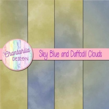 Free sky blue and daffodil clouds digital papers