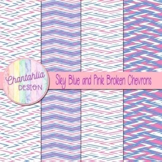Free sky blue and pink broken chevrons digital papers