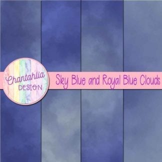 Free sky blue and royal blue clouds digital papers