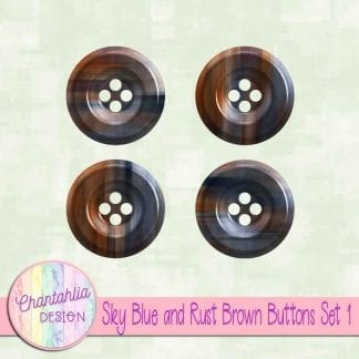 Free sky blue and rust brown buttons
