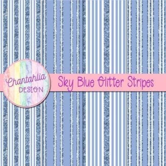 Free sky blue digital papers with glitter stripes designs