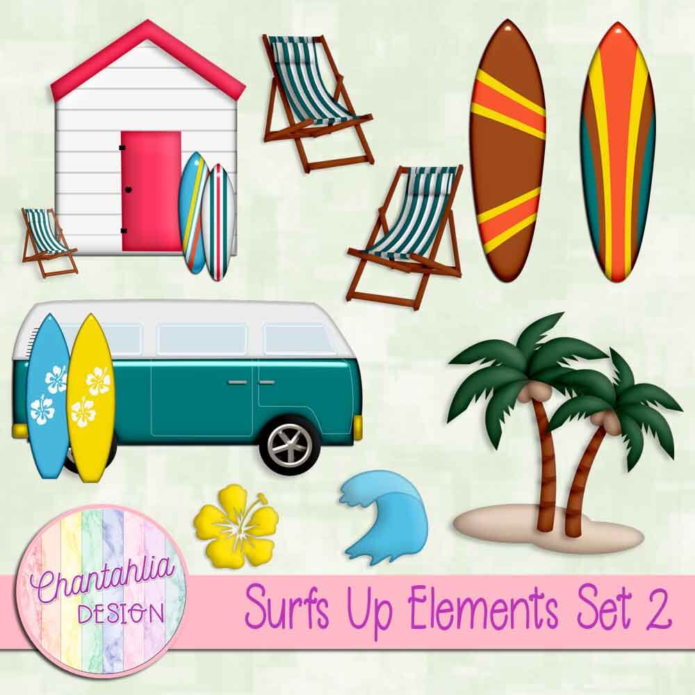 Free design elements in a Surfs Up theme.