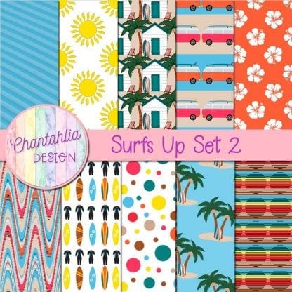 Free digital papers in a Surfs Up theme.
