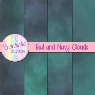 Free teal and navy clouds digital papers