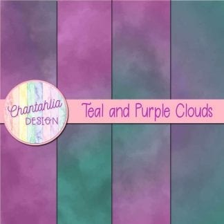 Free teal and purple clouds digital papers