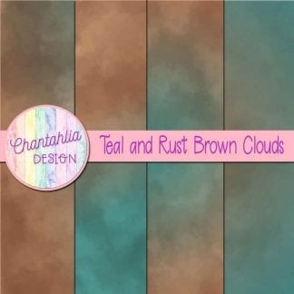 Free teal and rust brown clouds digital papers