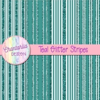 Free teal digital papers with glitter stripes designs