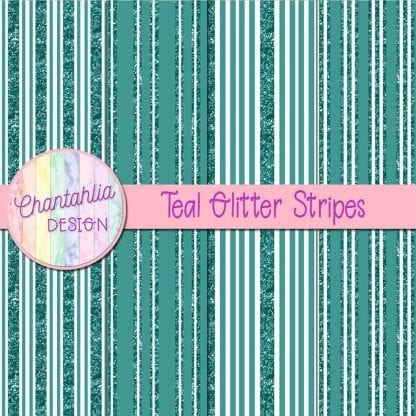 Free teal digital papers with glitter stripes designs