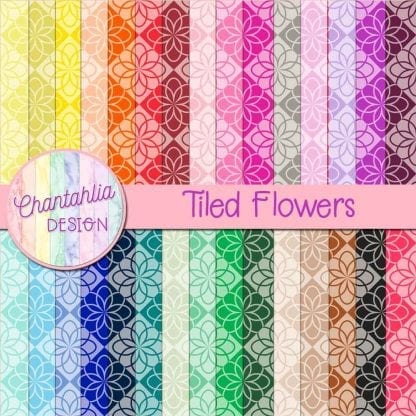Free digital papers featuring a tiled flowers design