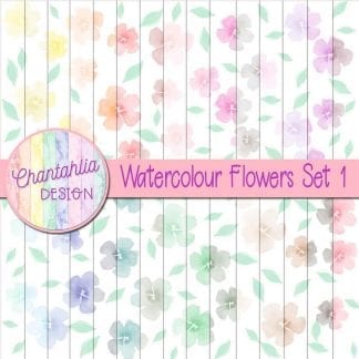 Free digital papers featuring a watercolour flowers design.