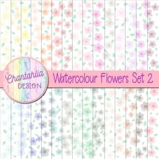 Free digital papers featuring a watercolour flowers design.