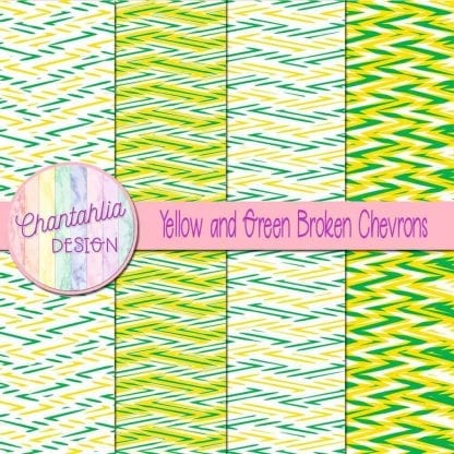 Free yellow and green broken chevrons digital papers